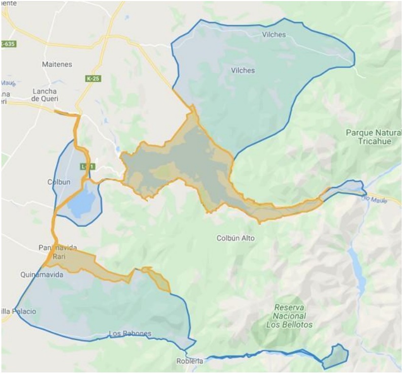 Mapa del territorio de la ZOIT Lago Colbún - Rari